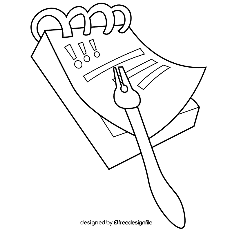 Detective notebook black and white clipart