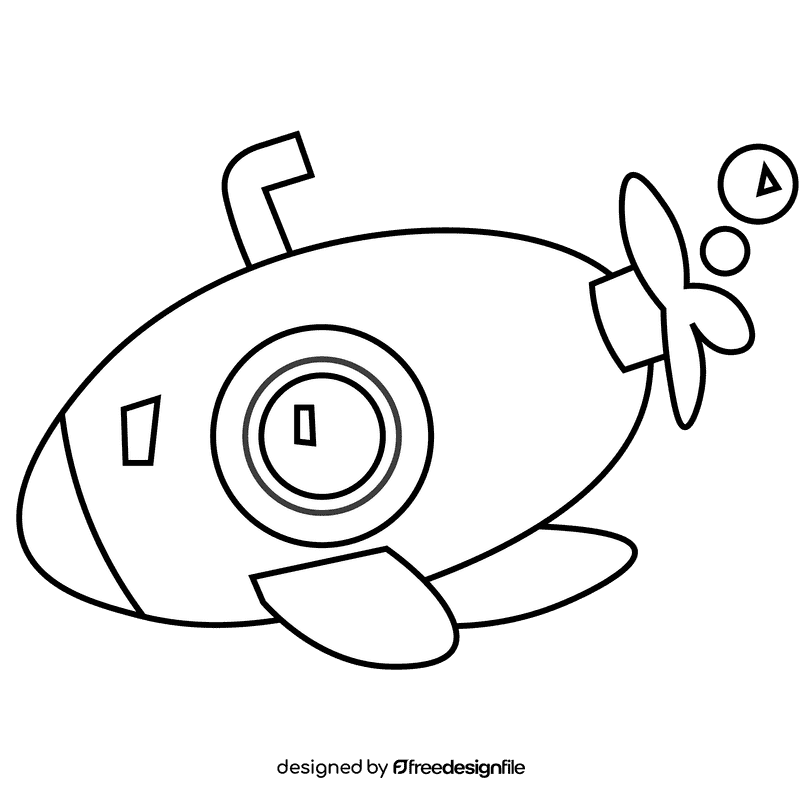 Diver submarine black and white clipart