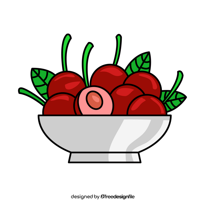 Sweet cherries on plate clipart