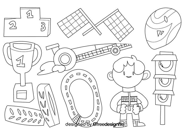 Racer black and white vector