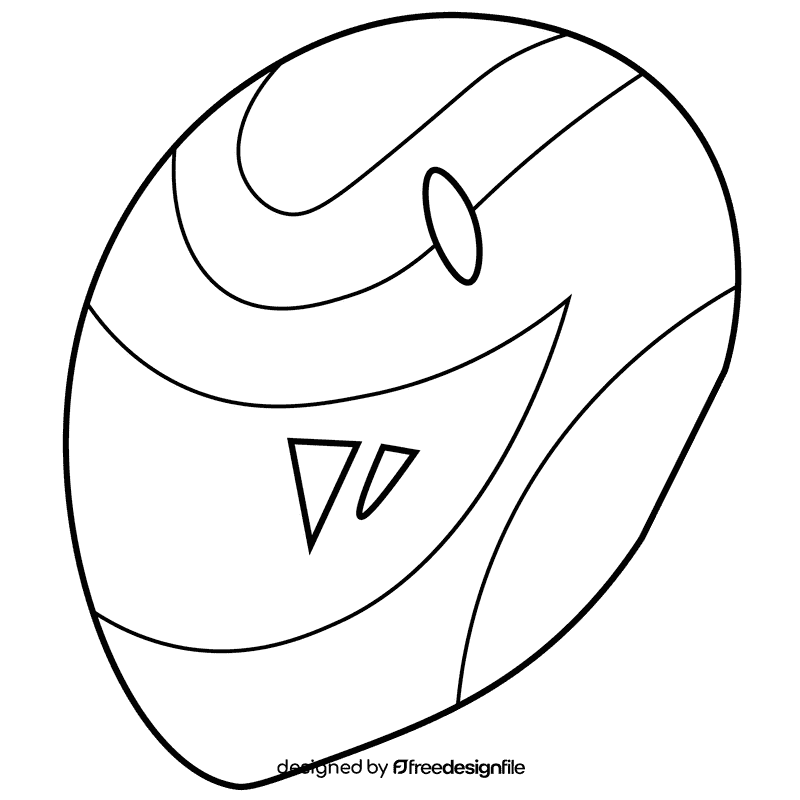 Racer helmet black and white clipart
