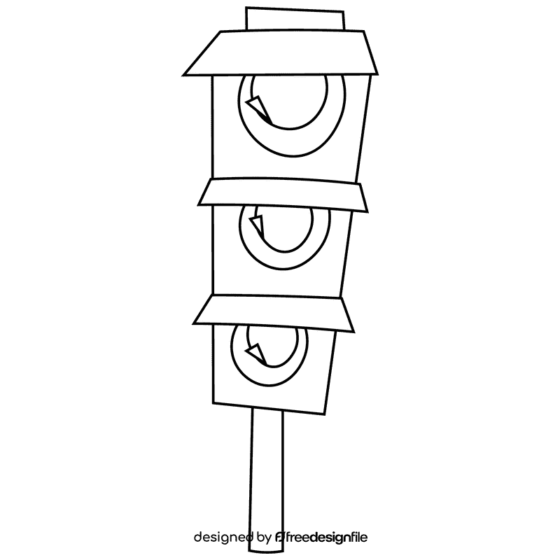 Racer traffic lights black and white clipart