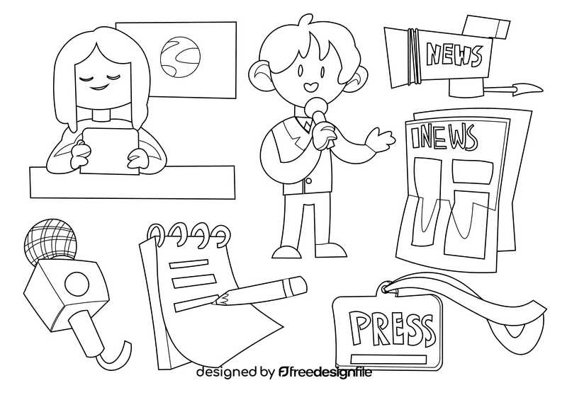 Reporter black and white vector