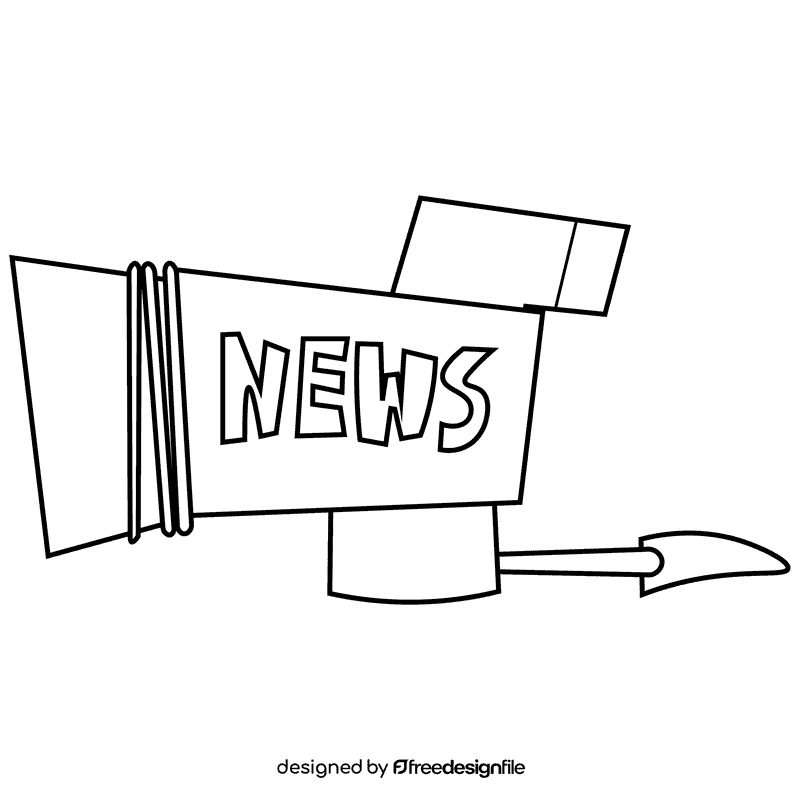 Reporter camera black and white clipart