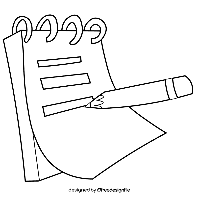 Reporter notebook black and white clipart