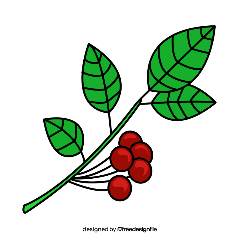 Cherry branch with leaves clipart