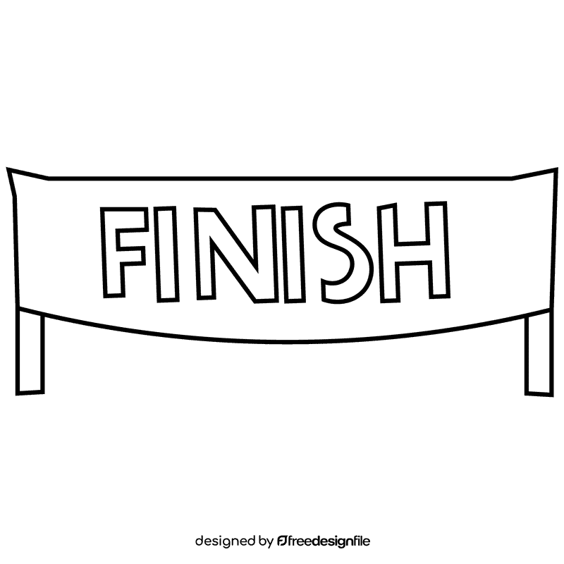 Runner finish black and white clipart