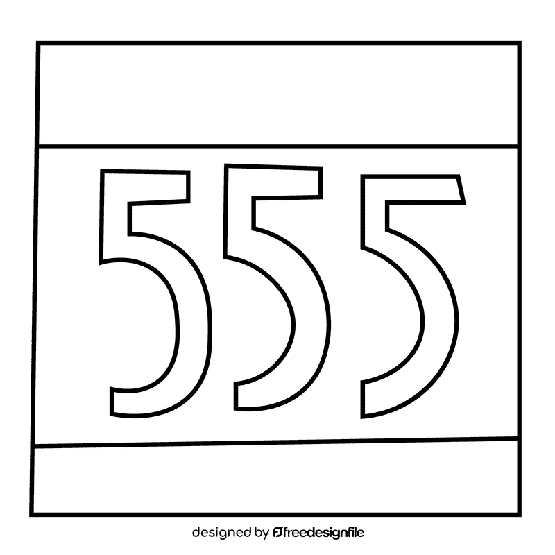 Runner number black and white clipart
