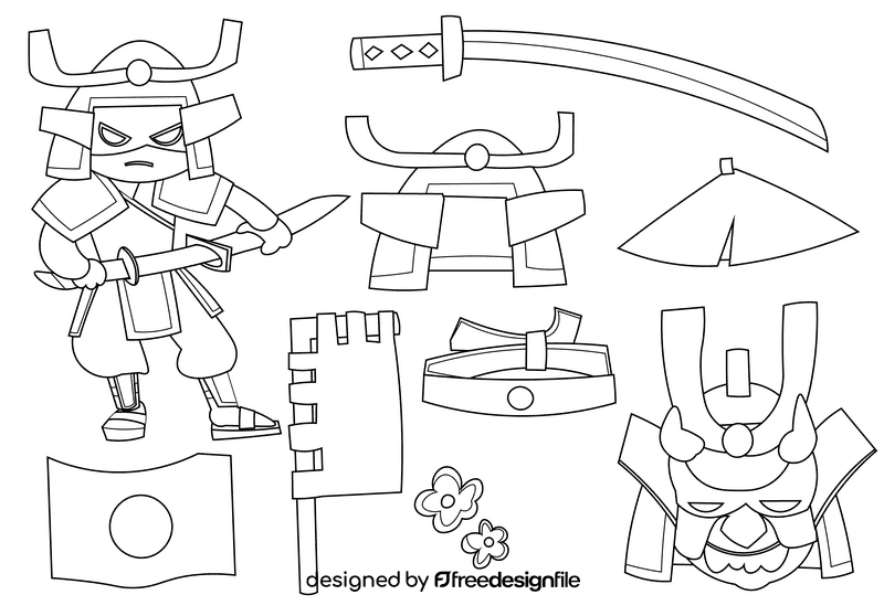 Samurai black and white vector