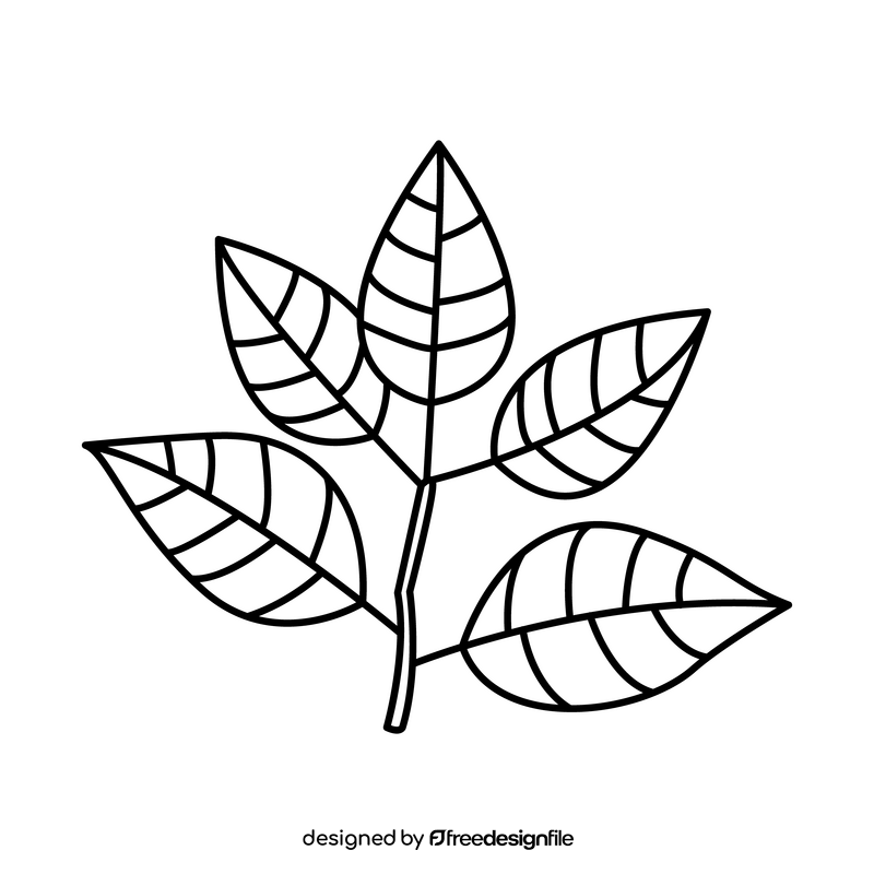 Cherry leaves black and white clipart