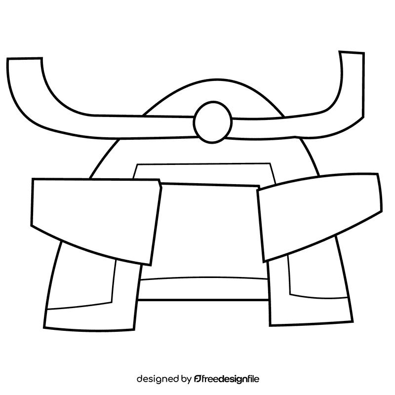Samurai helmet black and white clipart