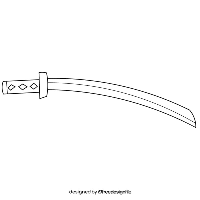 Samurai katana black and white clipart