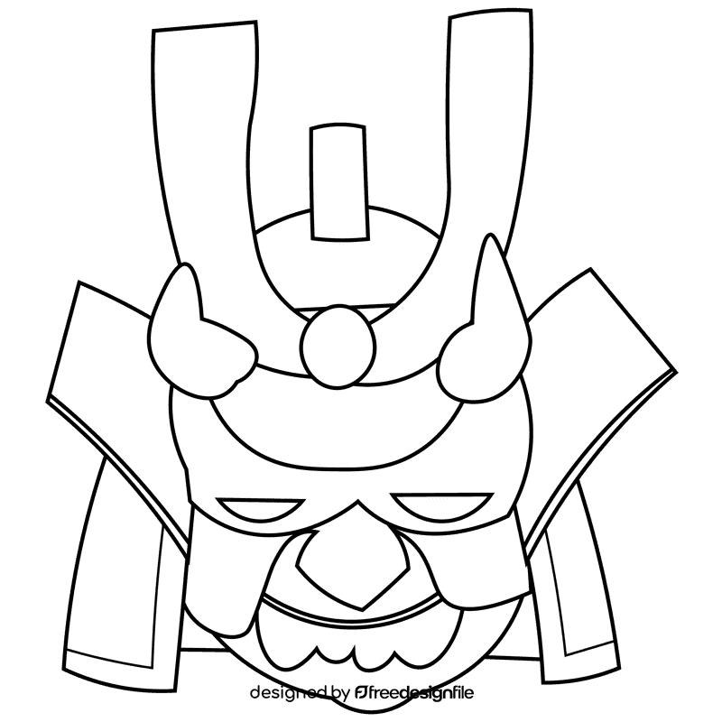 Samurai mask black and white clipart