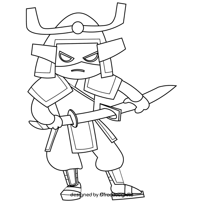 Samurai black and white clipart