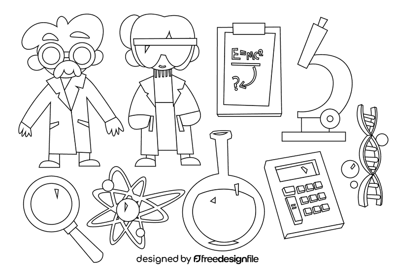 Scientist black and white vector