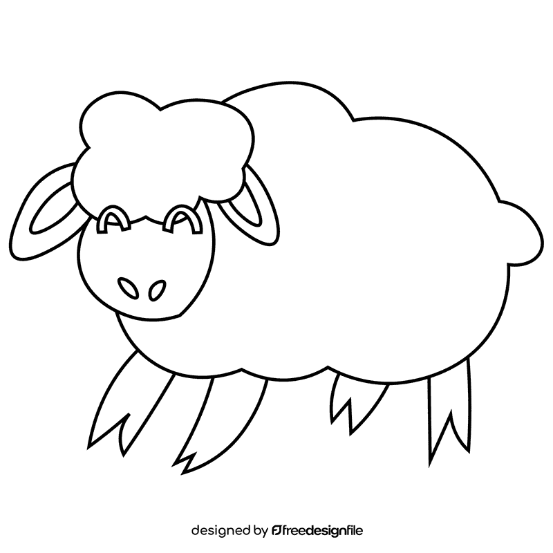 Shepherd sheep black and white clipart