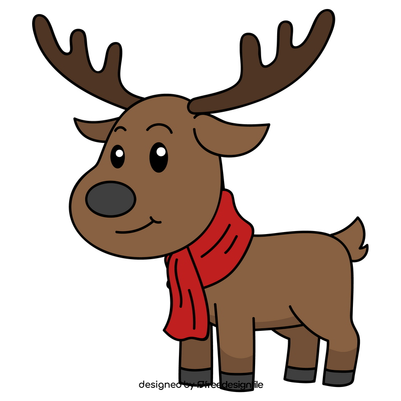 Cute christmas deer cartoon drawing clipart