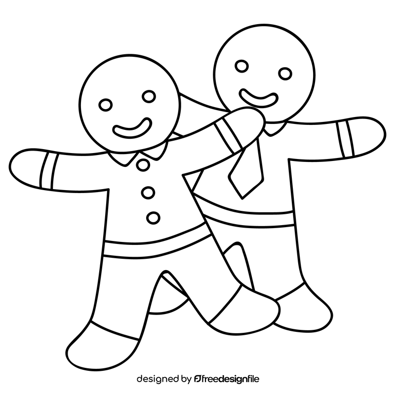 Christmas gingerbread drawing black and white clipart