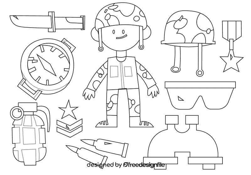 Soldier black and white vector