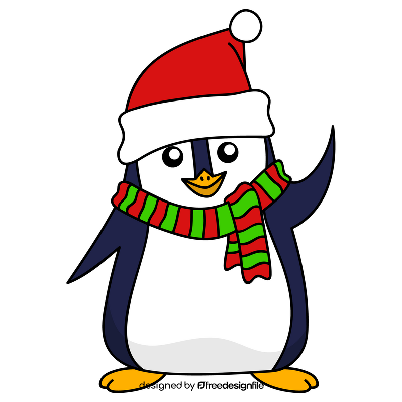 Christmas penguin cartoon drawing clipart