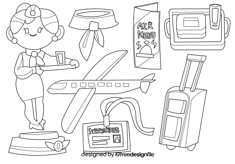 Stewardess black and white vector