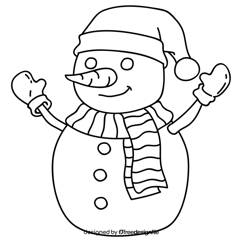 Christmas snowman cartoon drawing black and white clipart vector free ...