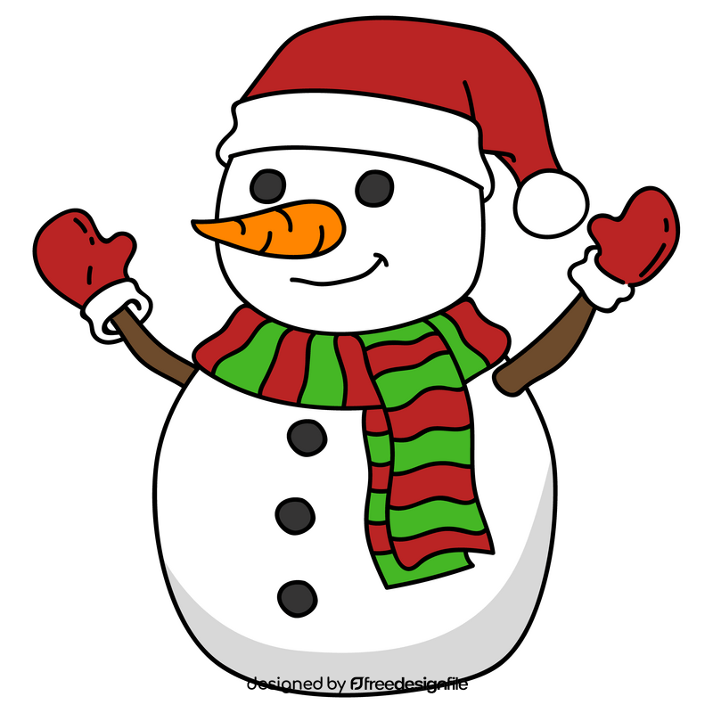 Christmas snowman cartoon drawing clipart