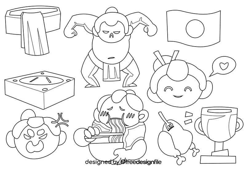 Sumo black and white vector