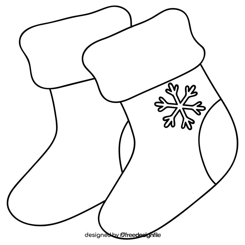 Christmas stockings drawing black and white clipart