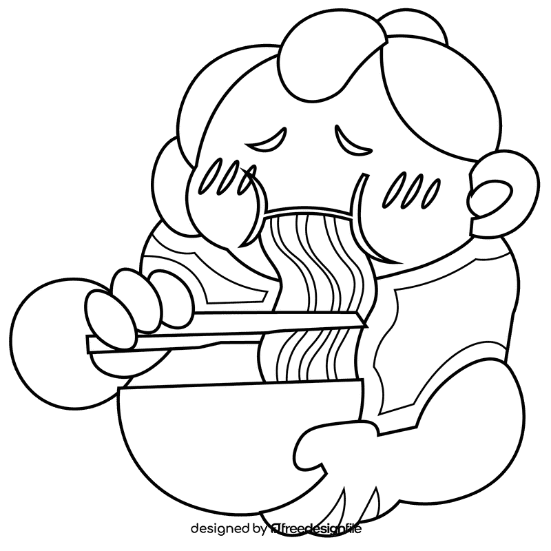 Sumo eating black and white clipart