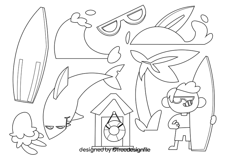 Surfer black and white vector