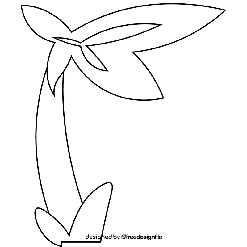 Surfer palm black and white clipart