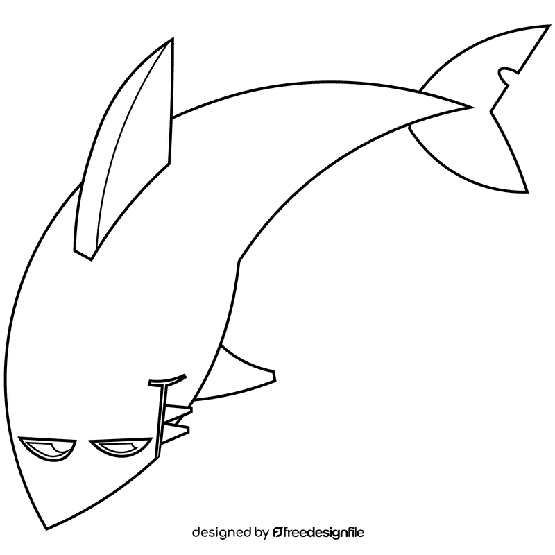Surfer shark black and white clipart