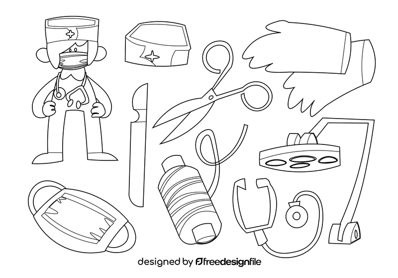 Surgeon black and white vector