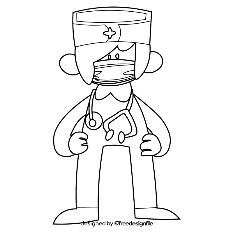 Surgeon black and white clipart