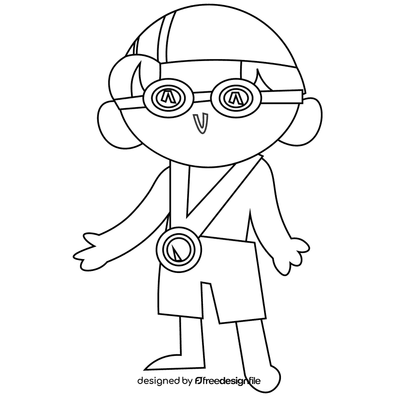 Swimmer black and white clipart