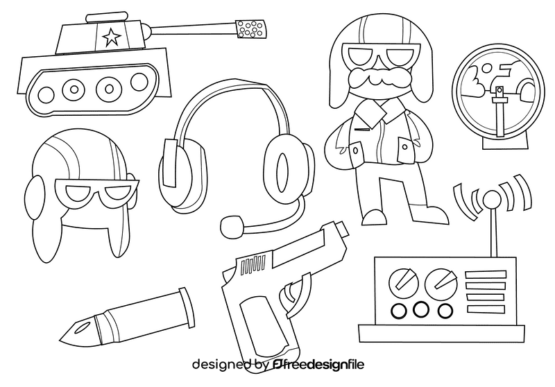 Tank soldier black and white vector