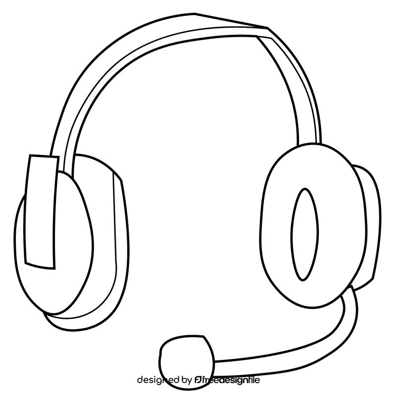 Tank soldier headphones black and white clipart