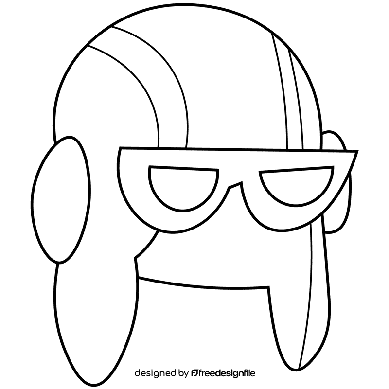 Tank soldier helmet black and white clipart