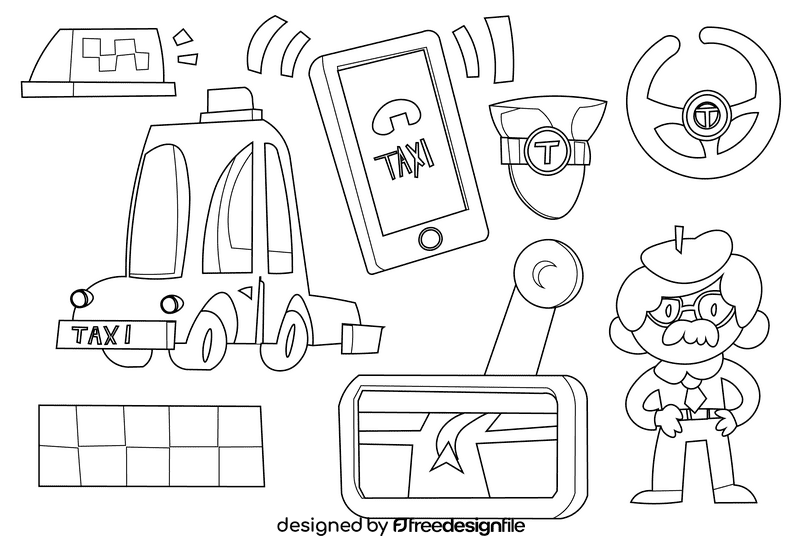 Taxi driver black and white vector