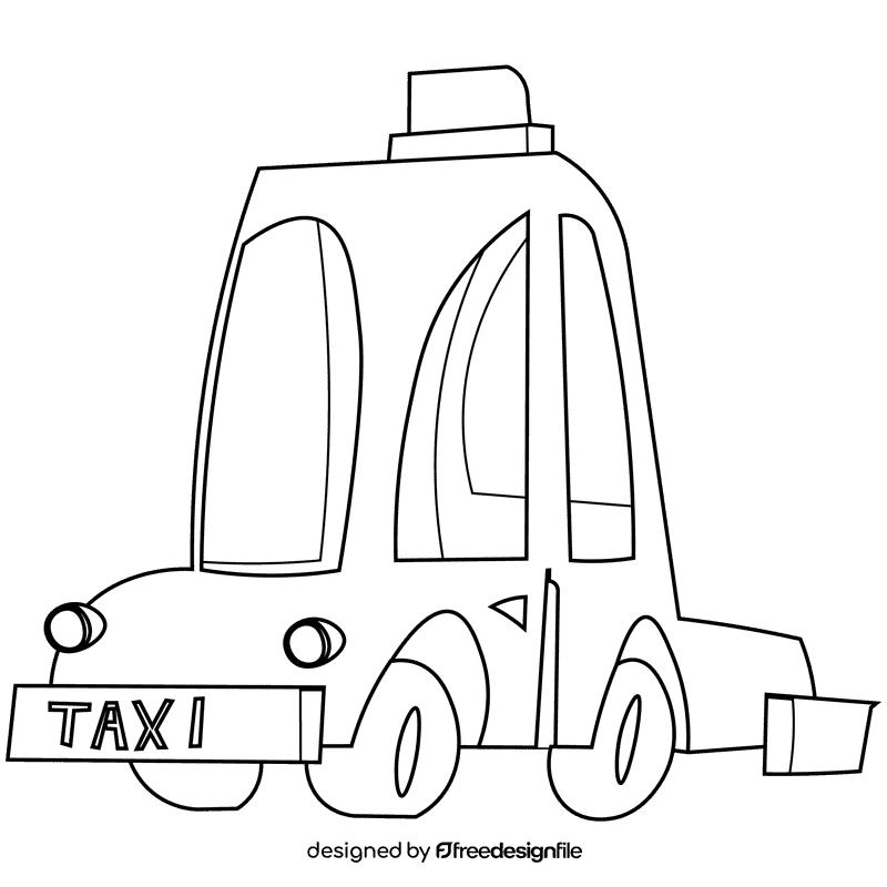 Taxi driver car black and white clipart