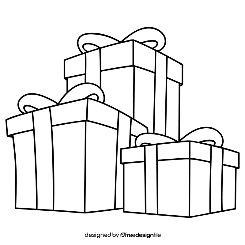 Christmas gifts drawing black and white clipart