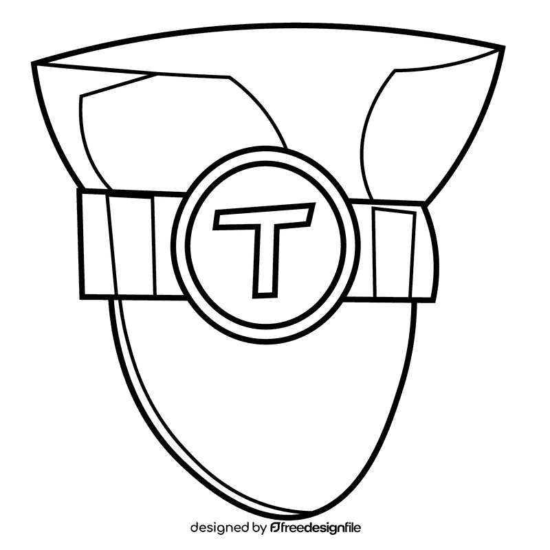 Taxi driver hat black and white clipart