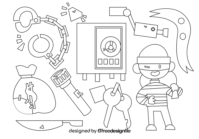 Thief black and white vector