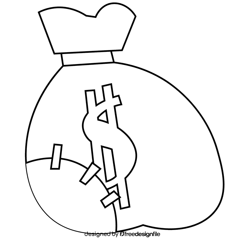 Thief bag black and white clipart