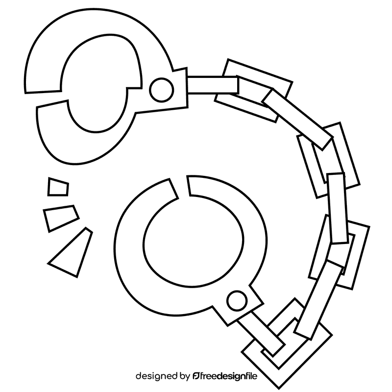 Thief handcuffs black and white clipart
