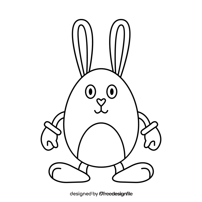 Easter rabbit egg black and white clipart