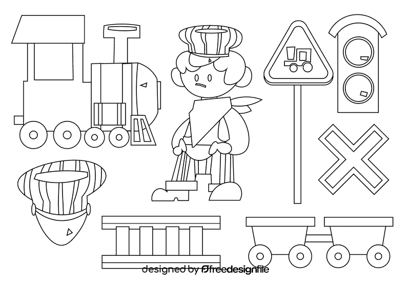 Train driver black and white vector