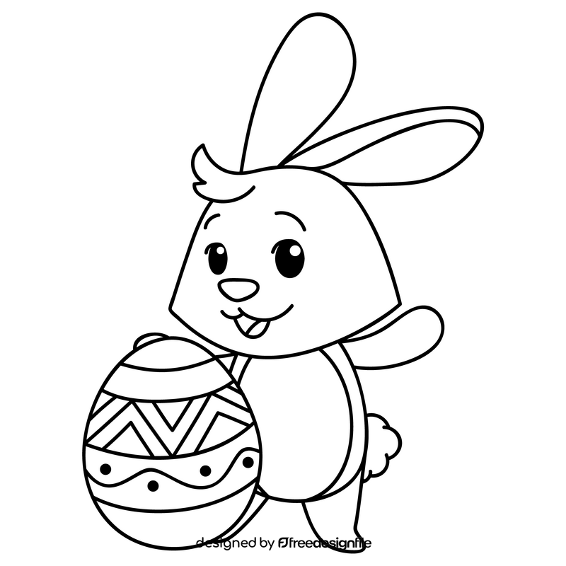 Happy easter bunny drawing black and white clipart