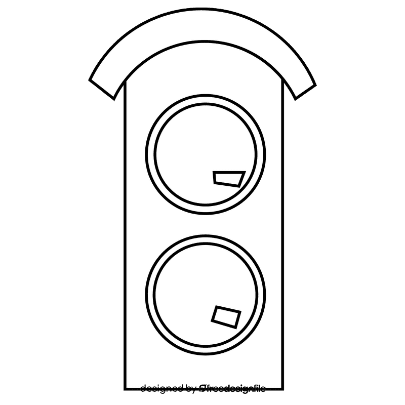 Train driver traffic lights black and white clipart